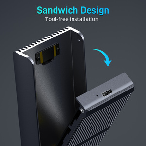 FIDECO Usb4.0 casing Ssd 40gbps M2 alat desain Sandwich Aloi aluminium Tipe c gratis penutup Nvme - Product Image 5