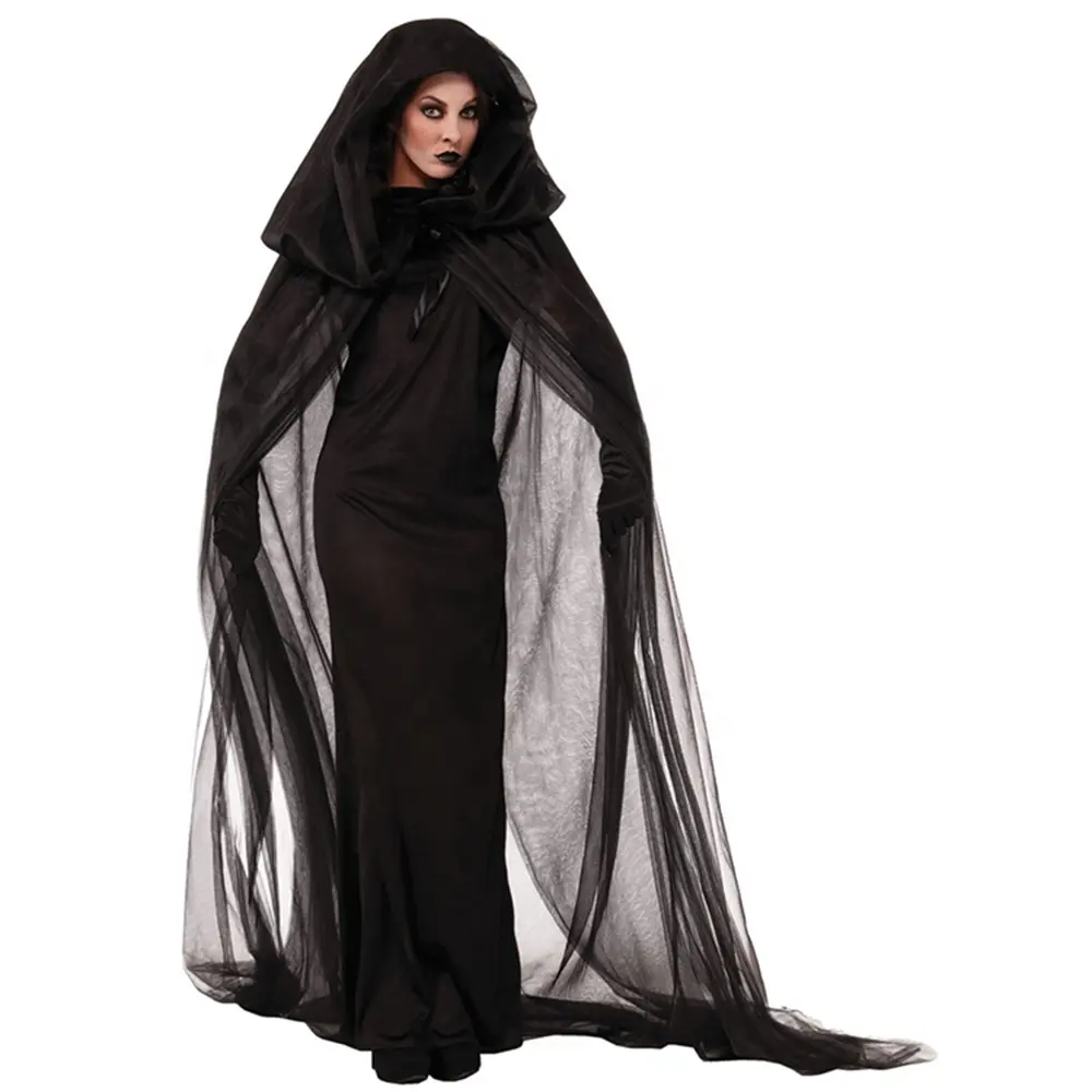 Venta al por mayor, vestido de bruja medieval de lujo, disfraz de fiesta de Halloween