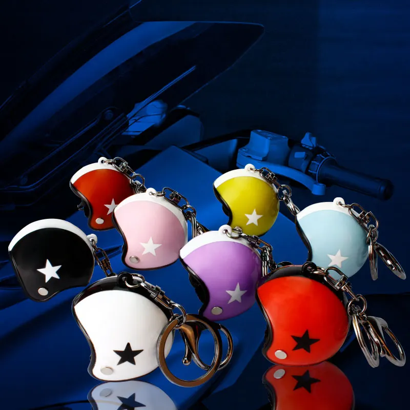 Kunststoff Schlüssel ring Star Cap Auto Schlüssel bund für Männer und Frauen Motorrad Helme Schlüssel anhänger Niedlicher Mini Helm Sicherheits hut Schlüssel bund
