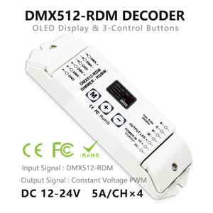 Controlador de señal de atenuación OLED DMX, DMX512-RDM a un voltaje constante PWM, convertidor DC12-24V 1-4 canales 5A * 4 canales RGBW - Product Image 2