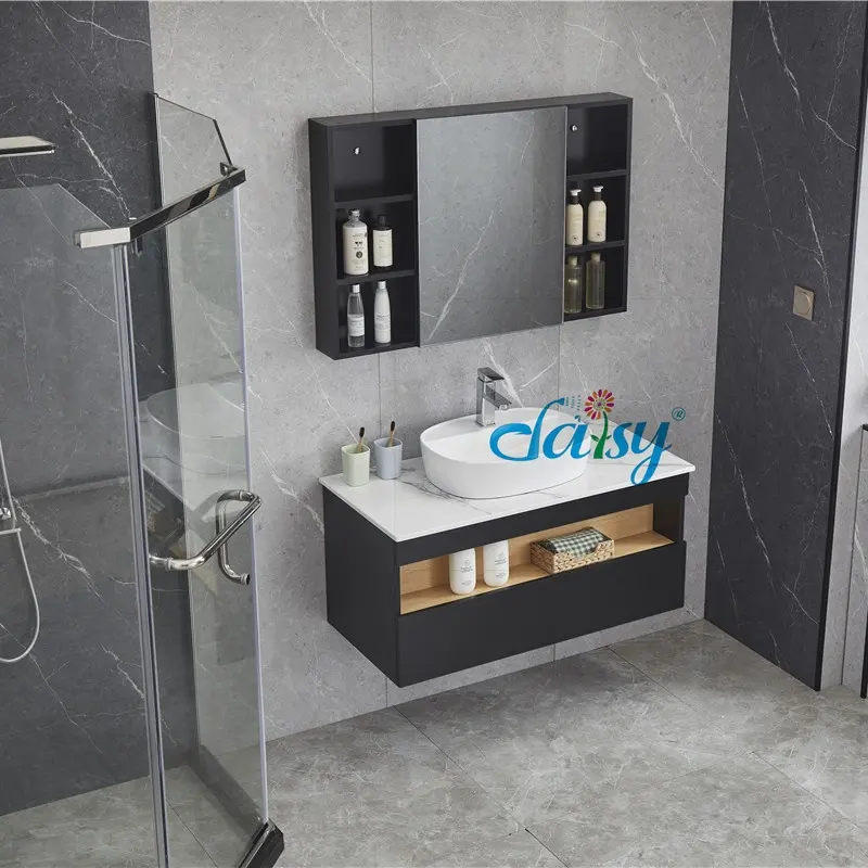 Los mejores muebles de baño, lavabo moderno de gran costo, diseño de armarios de tocador de baño con parte superior de mármol