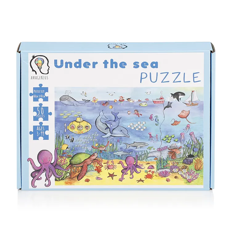 Individuelles Design Großhandel Fertigung Puzzle mit Papierbox Kinderspiel individuelles Puzzle