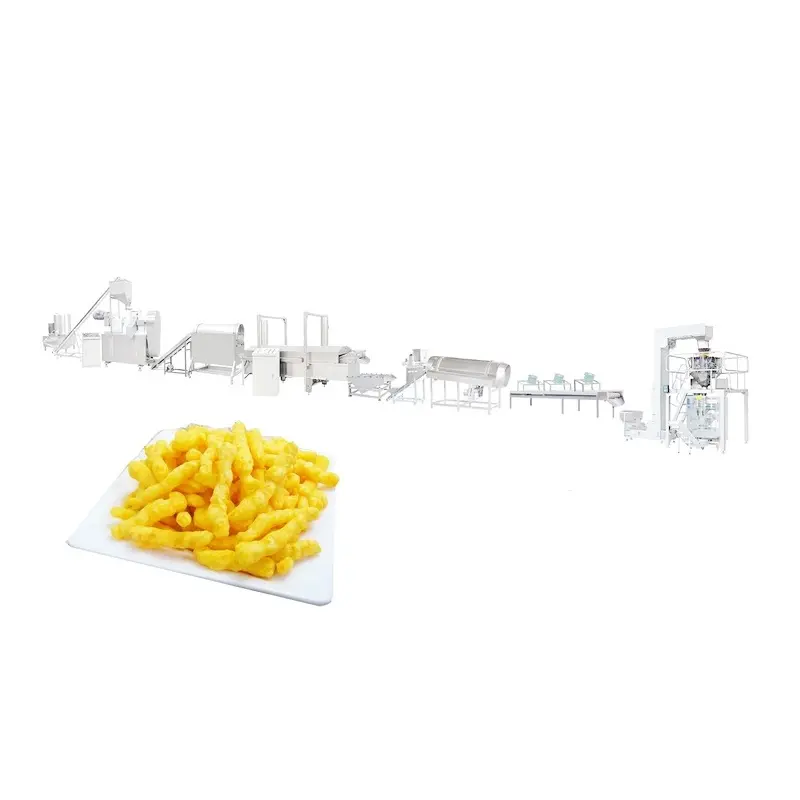 Máquinas de extrusão de chips de milho Kurkures fritos de alta capacidade e equipamentos de fritura para venda