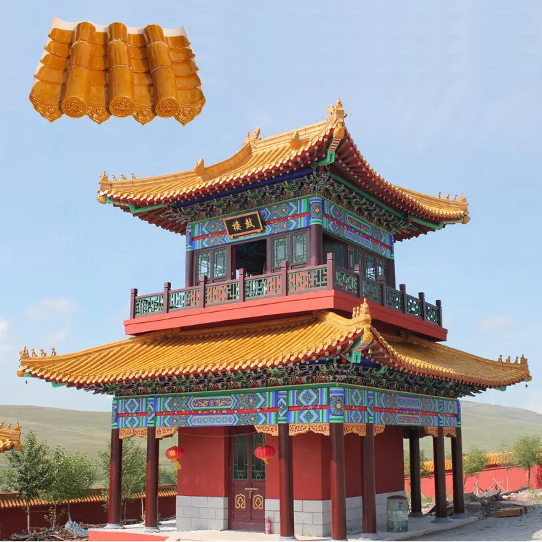 Adorno de Tejas tradicionales chinas para techo de pagoda de templo