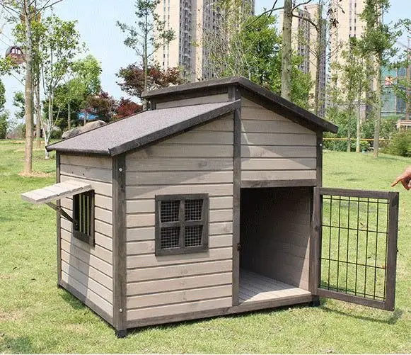 Schlussverkauf Outdoor niedlicher Holz-Großhunde-Kennel-Kiste Haustiernest modernes wasserdichtes Riesen-Hundekäfig aus Holz Haus