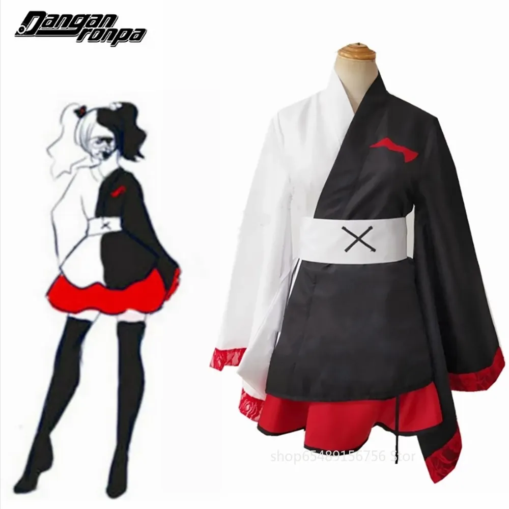 Fantasia feminina cosplay do anime danga ronpa monokuma, japonesa kimono, roupas femininas