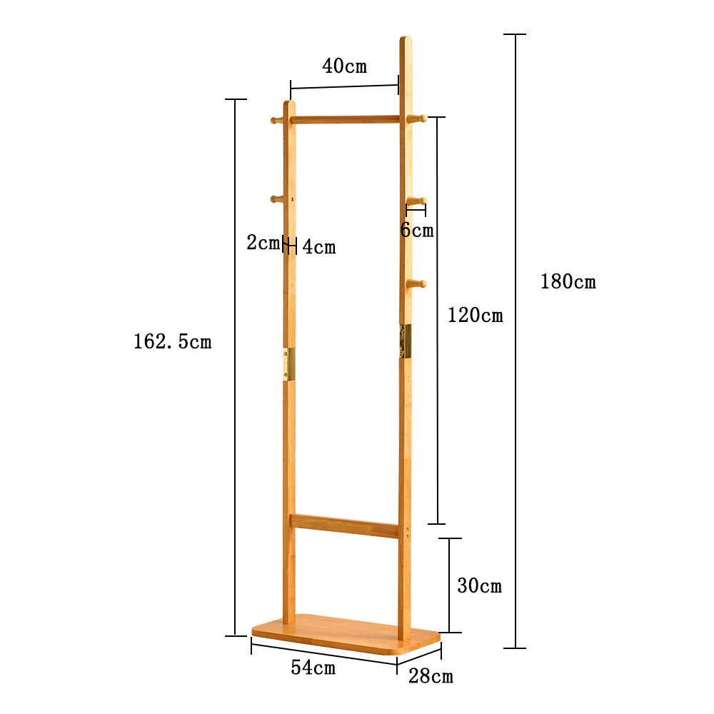 Solid wood coat rack - upgraded brass version