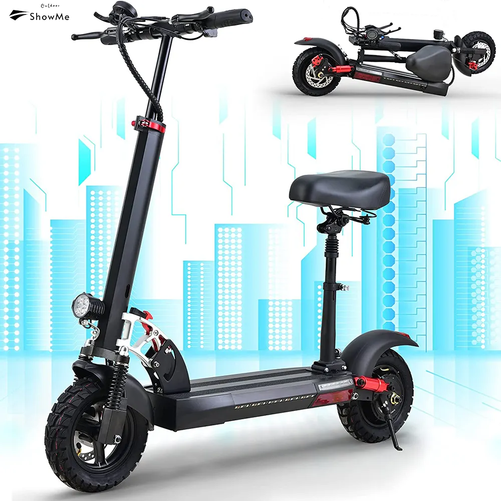 Cheap Lithium Battery Wide Pedal Folding Electric Skateboard With Turn Signal And Seat Electric Scooter