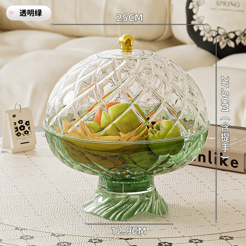 Diamond-patterned transparent green lid