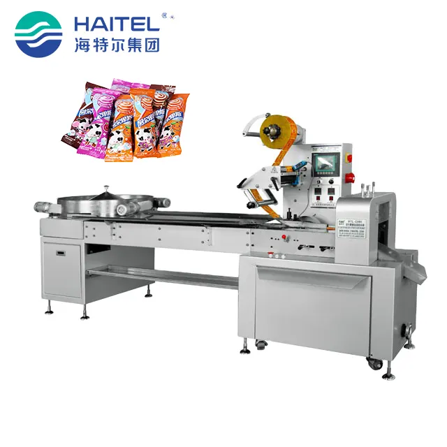 Industrial Automatic Small Lollipop Candy Pillow Pack Wrapping Packing Packaging Machine Machinery