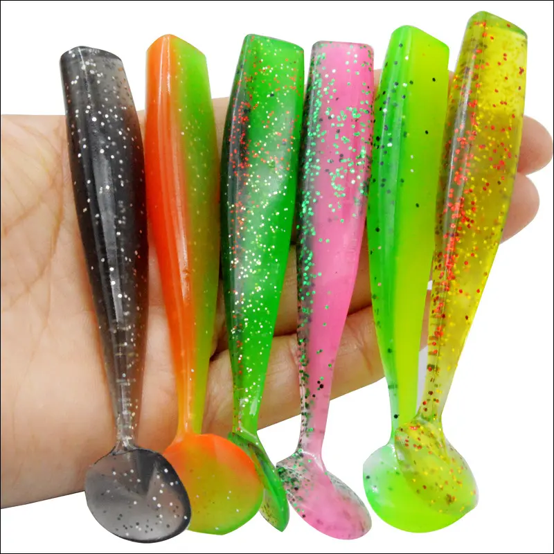 Soft Fishing Lure 110mm 8g Silicone Isca Duplo Cores Paddle Tail Soft Lures SOft Worms com Jig Head Lures