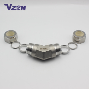 Tube Connector 6000 Psi 316 SS Stainless Steel CPI A-LOK Tube Fittings Body <strong>Double</strong> Ferrule Tube Union Elbow 45 <strong>Deg</strong>