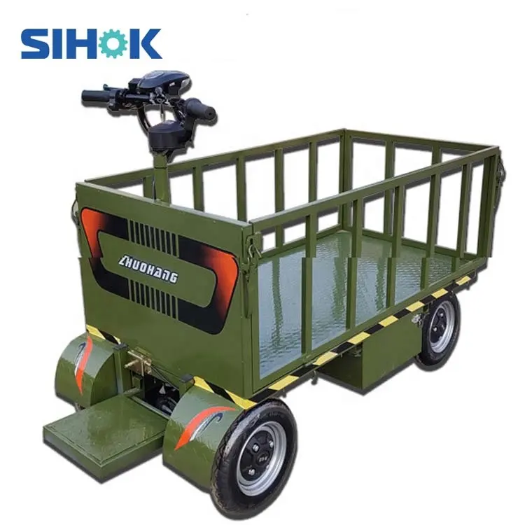 Hot selling 4 wheel cargo carrier cart battery power electric transport cart warehouse 800kg heavy platform trolley