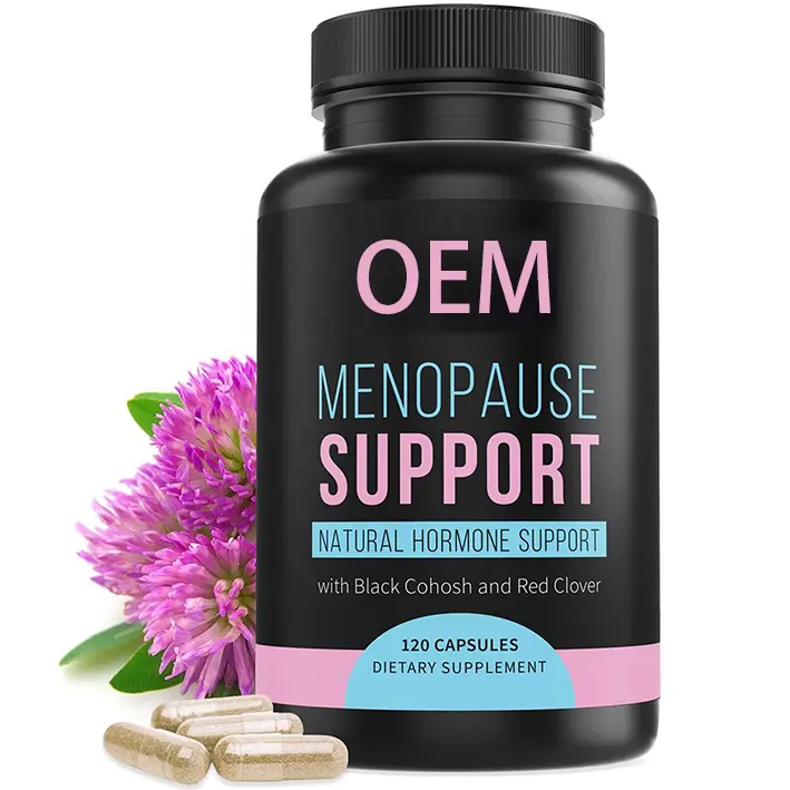 Oem Natuurlijke Menopauze Hormoon Ondersteuning Menopauze Reliëfcapsule Met Zwarte Cohosh En Rode Klaver Pms Capsules Voor Vrouwen