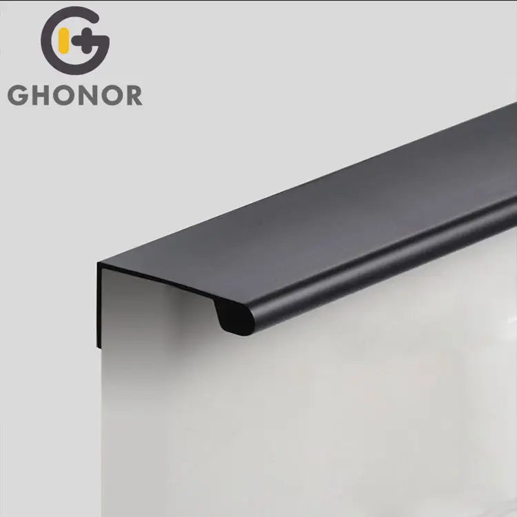 Alluminio nero porta dell'armadio da cucina tirare a mano G Gola profilo maniglia profili in alluminio estruso per ante dell'armadio