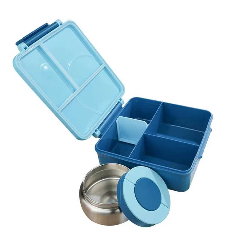 Bleu (avec le pot de nourriture de thermos)
