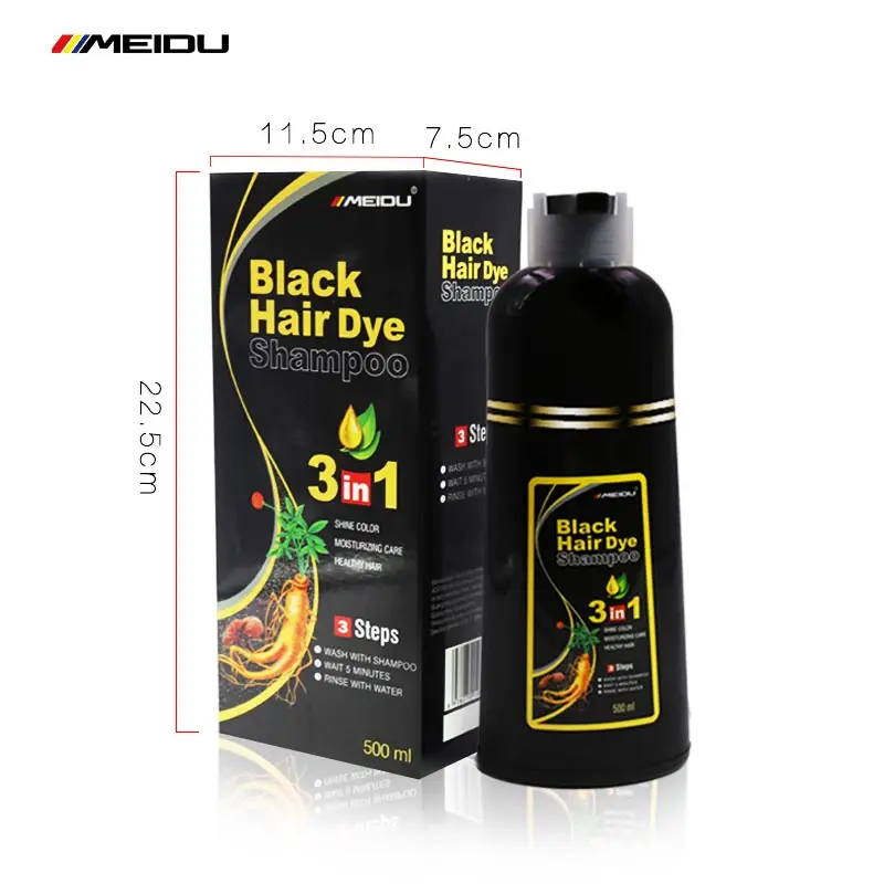 Marcas MEIDU al por mayor, fabricante de Color libre de amoníaco, Etiqueta Privada, marrón oscuro, champú Natural de Color negro para el cabello, tinte para el cabello