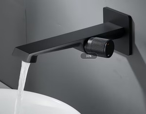 Duvara monte tek kolu pirinç tabanca gri musluk musluk kare tasarım ve büyüleyici şelale akış ile - Product Image 3