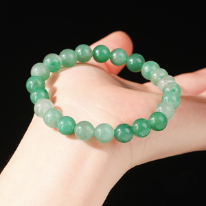 JD GEMS 세미 귀중한 라운드 스톤 비즈 탄성 팔찌 천연 아프리카 녹색 dulong 옥 팔찌 - Product Image 5