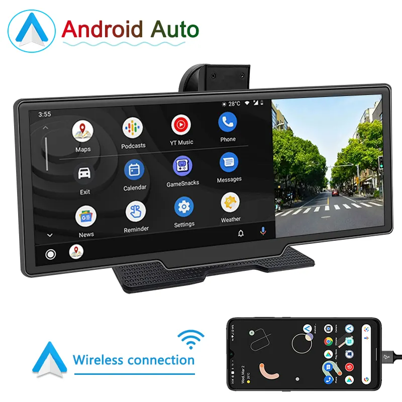 4K Auto GPS DVR Rückspiegel Video recorder 9,3 Zoll tragbare Auto Navigation Display Autoradio-Player