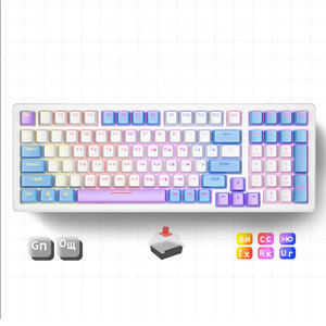 Teclado mecánico de diseño ruso de alta calidad, teclado para juegos Usb con cable de 99 teclas para Pc