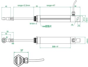 Fabricante MIRAN, grado de sellado alto, transductor de Sensor lineal de posición avanzada de 15-300mm, salida de Sensor analógico - Product Image 5