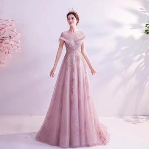 Phụ Nữ Bên Catwalks Hiệu Suất Màu Hồng Thanh Lịch Dài Evening Prom Dresses Cộng Với Kích Thước - Product Image 3