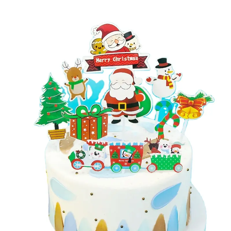 Adorno de pastel de Santa Claus, decoración de tartas de Navidad, temática de Santa, Feliz Navidad, nuevo diseño