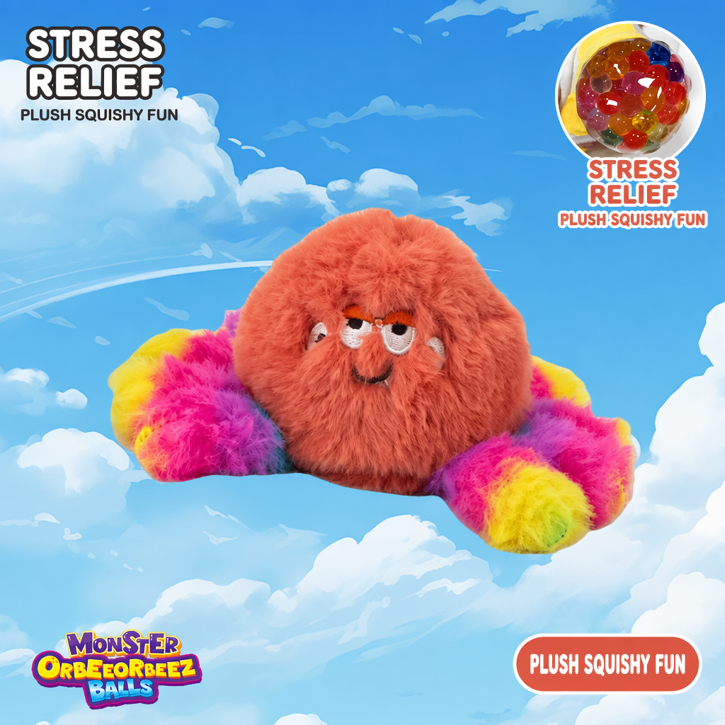 Pelota antiestrés de araña de peluche.