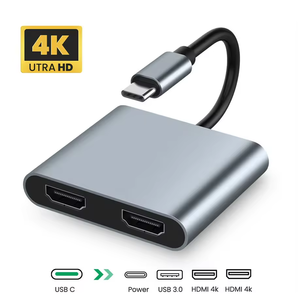MST SST 4in1型C至双高清电视适配器100W PD支持C至2高清分路器扩展显示窗口扩展两个不同的屏幕 - Product Image 2