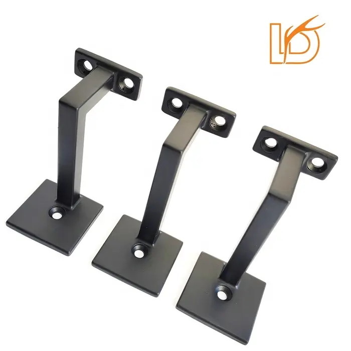 LD 3.9 "High Satin Black Handrail Brackets avec 3 jeu de vis Support de main courante en alliage de zinc Base carrée Support de main courante Vente en gros