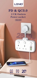 LDNIO SK2492独立开关短线2插座 + 3 PD & QC USB端口20w最大电源板英国 - Product Image 2