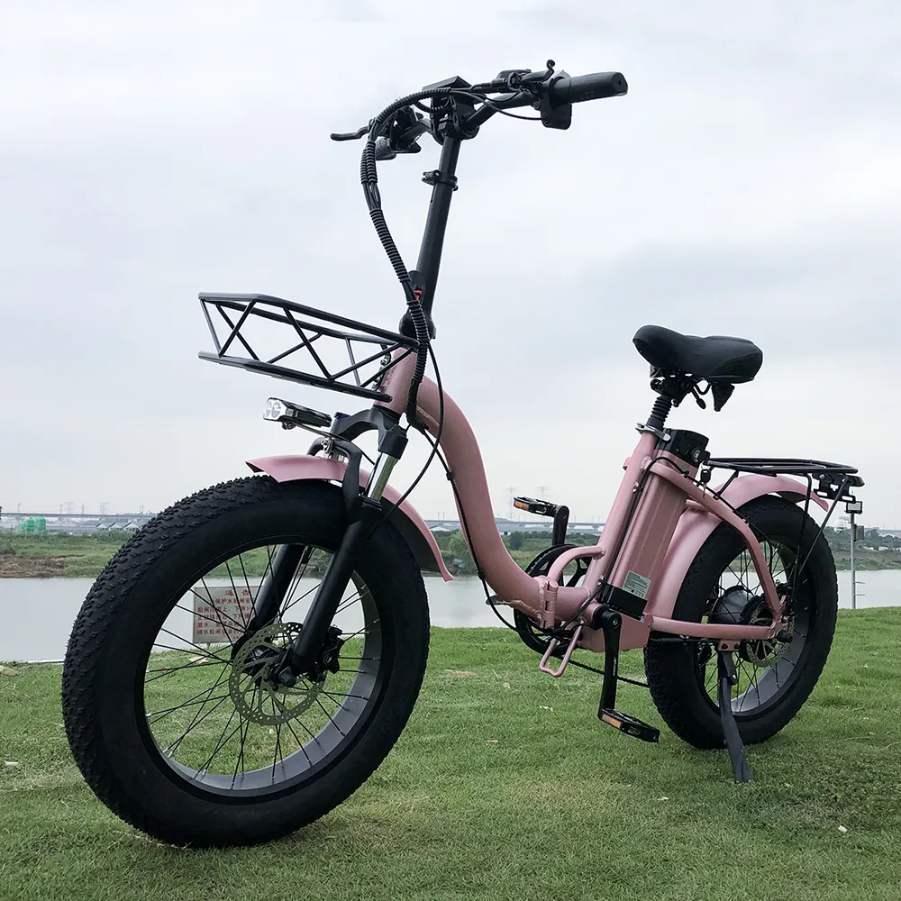 48v15ah bicicleta elétrica feminina, bicicleta elétrica para mulheres 750w rosa