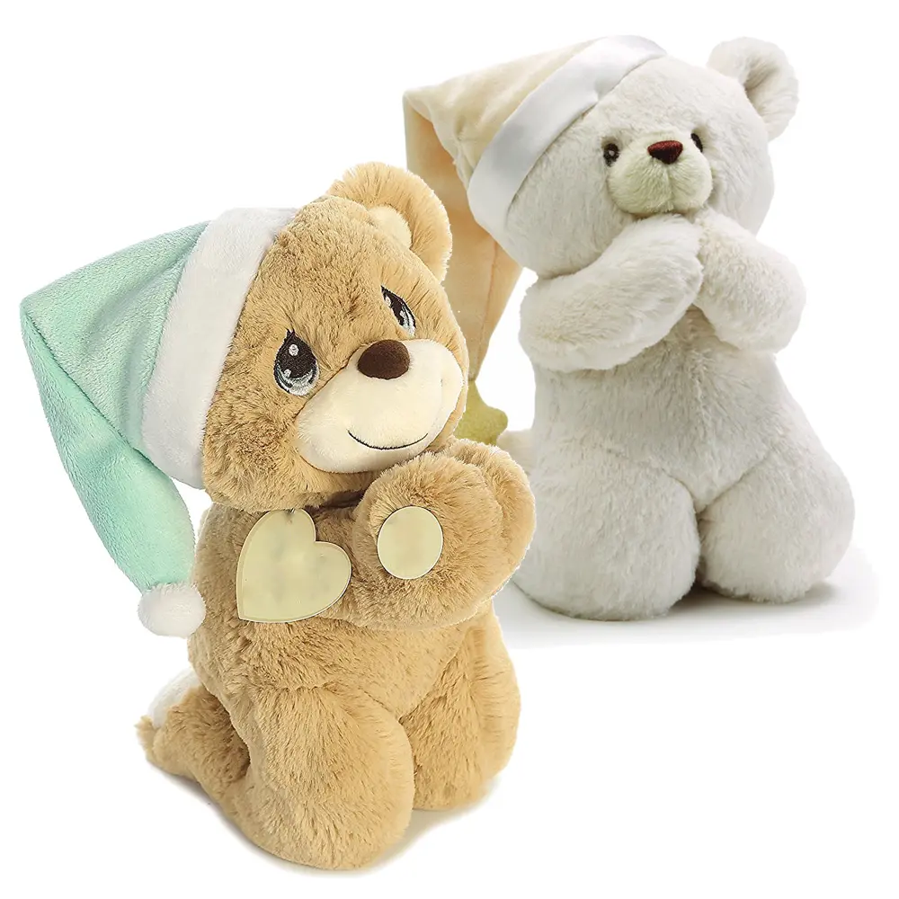 Urso de pelúcia personalizado, boneco de urso de pelúcia do bebê dormindo, brinquedo de oração personalizado, suave, urso de pelúcia, boneca para presente de promoção