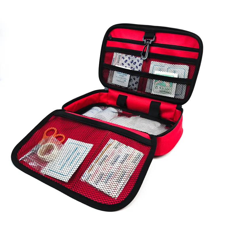 Borsa rossa vuota per il pronto soccorso da viaggio borsa compatta per la medicina di sopravvivenza kit di pronto soccorso da viaggio