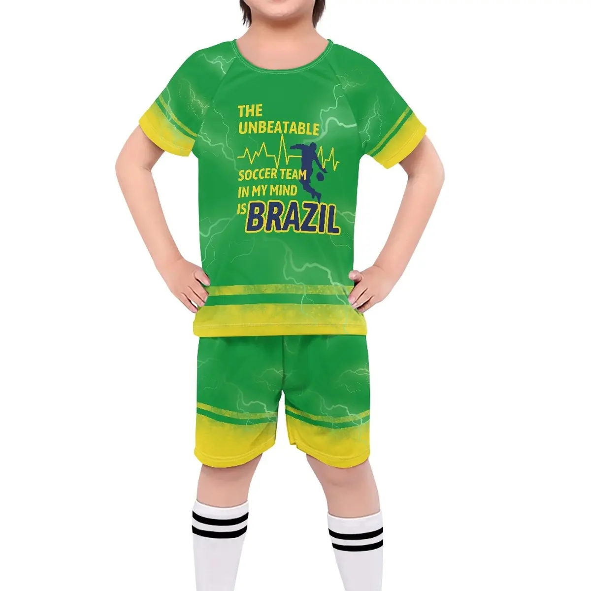 Uniforme deportivo fútbol Brasil país bandera Diseño impresión fútbol uniforme fútbol diseño personalizado Brasil fútbol uniforme