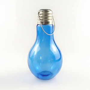 400ml500ml 800ml pink Blue Colored Custom Light Bulb <strong>Shape</strong> Yogurt Milk Tea <strong>Bubble</strong> Juice Glass <strong>Bottle</strong> with Lids and Straw - Product Image 4