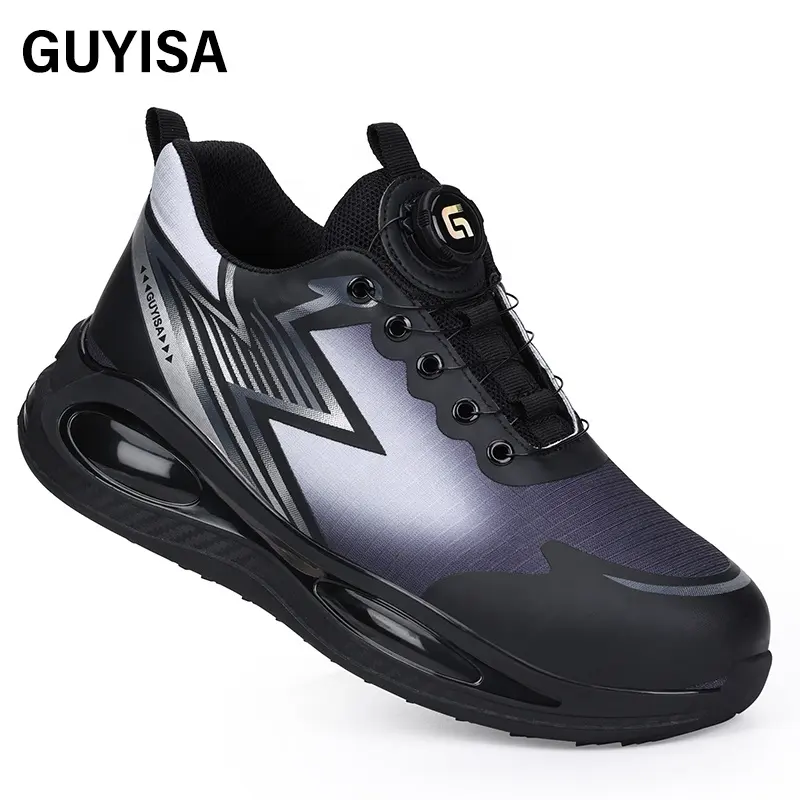 GUYISA Zapatos de seguridad de moda para hombres Deportes de invierno al aire libre con diseño de botón inteligente ligero para uso industrial