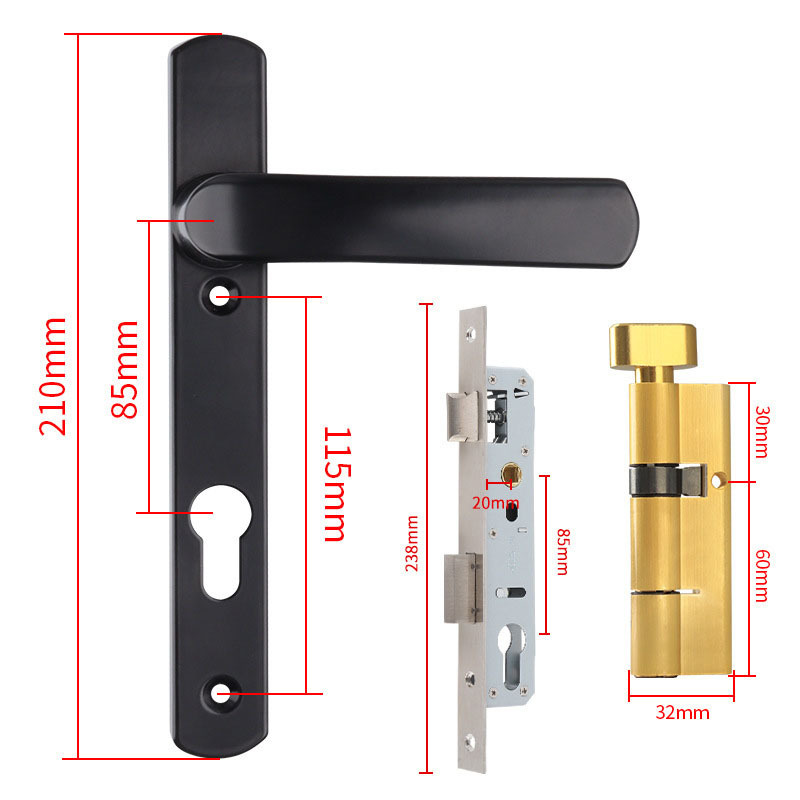 Serrure monopoint noire 8520, cylindre de serrure 90