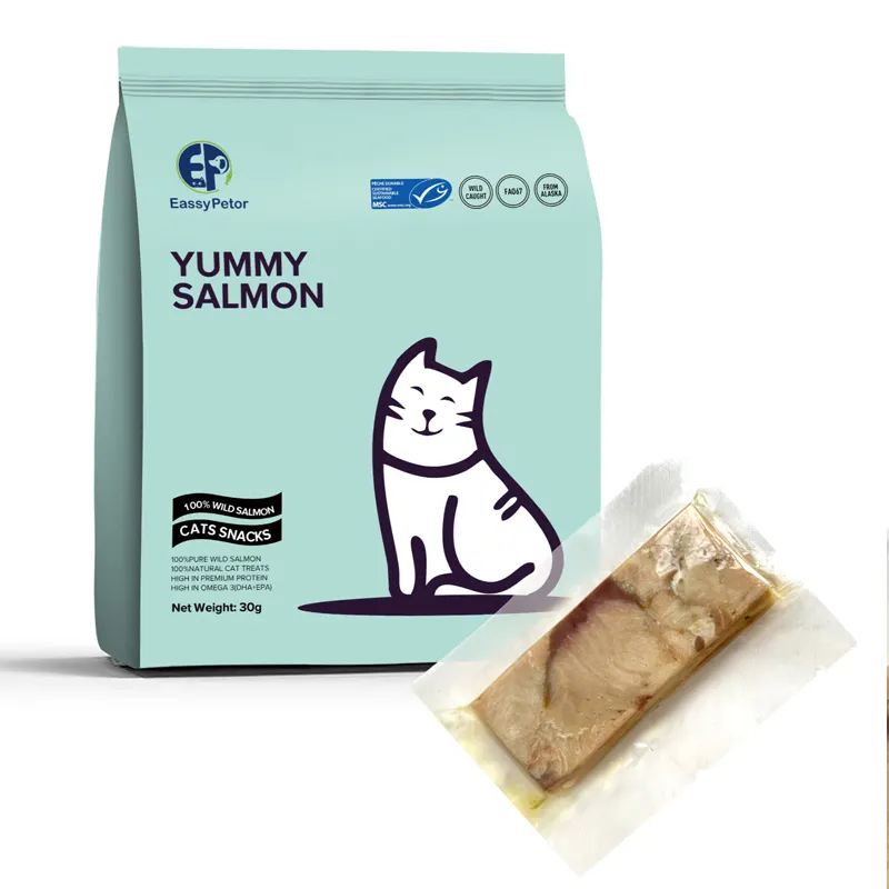 Lanches clássico para animais de estimação, filé de salão selvagem pura para gatos com alta proteína