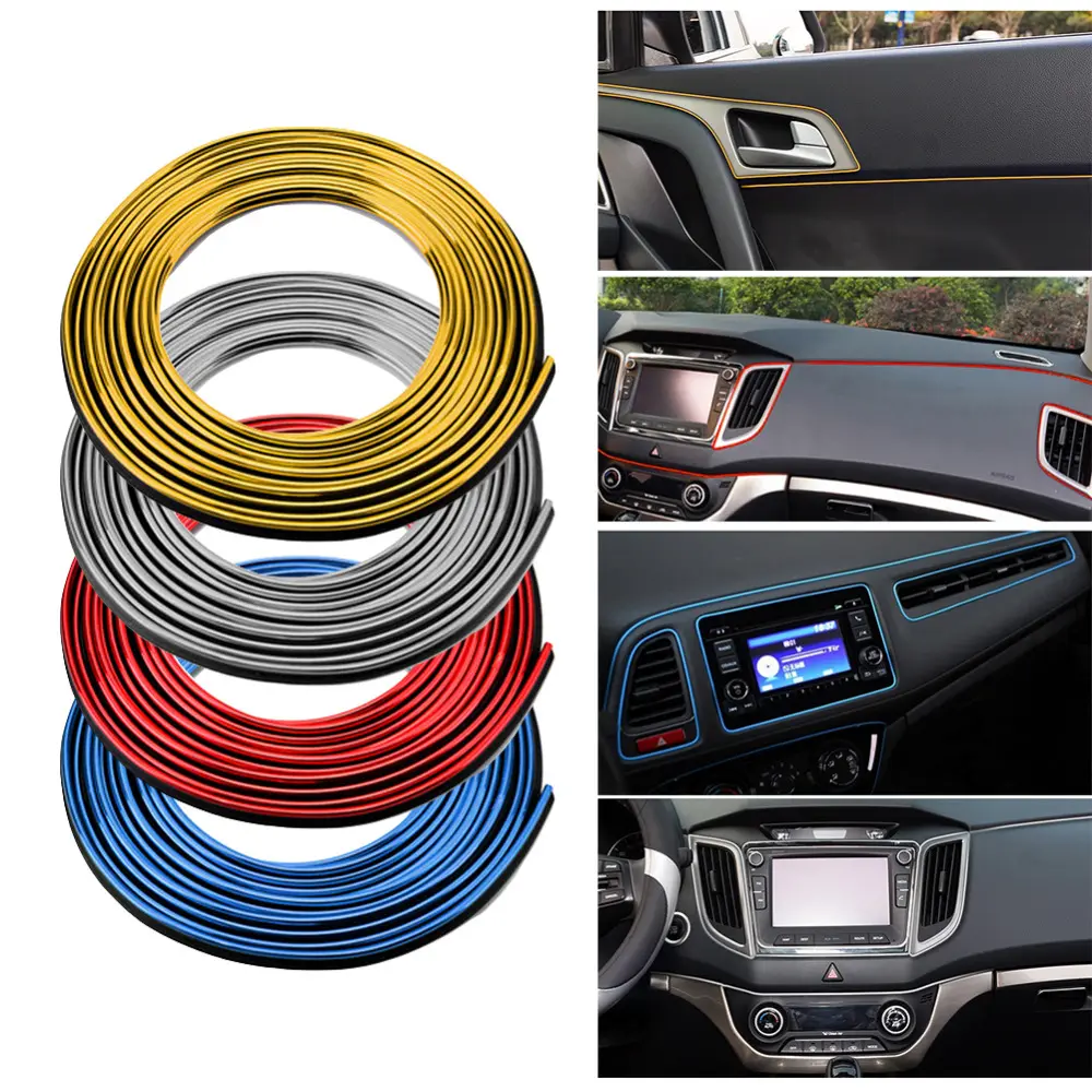 Hiasan Mobil Universal DIY Strip Potongan Cetakan Interior Fleksibel Strip Dekorasi Mobil Dashboard 5M Stiker Tepi