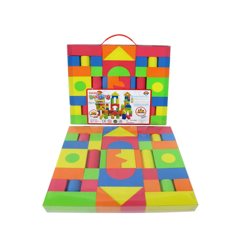 Ensemble de 46 blocs de Construction EVA en mousse souple Non toxique, briques de Construction DIY, jeu de puzzle créatif pour enfants, inspiré du cerveau