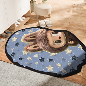 Cute 3D Printed Velvet Novelty Anime Rug Die-cut Washable Polyester Bedroom Rug for Living Room Decor Home Custom Carpet <strong>Mats</strong>