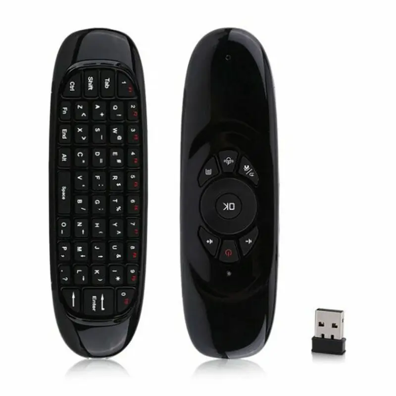 Super Mini modèle Air Mouse C120 rétro-éclairé 2.4G sans fil QWERTY clavier complet pour Android TV Box Mini PC projecteur télécommande