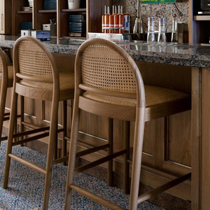 Phong cách cổ mây rắn gỗ thanh ghế cho nhà bếp khách sạn hoặc ăn uống nhà Thanh cao Phân hoặc phía trước bàn ghế cao - Product Image 6