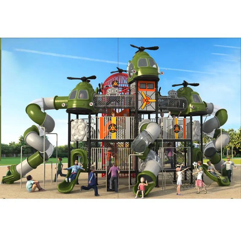 Installations de parc d'attractions Équipement de terrain de jeu extérieur Ensembles de jeu de modèle d'avion pour enfants Toboggan de terrain de jeu préscolaire pour enfants