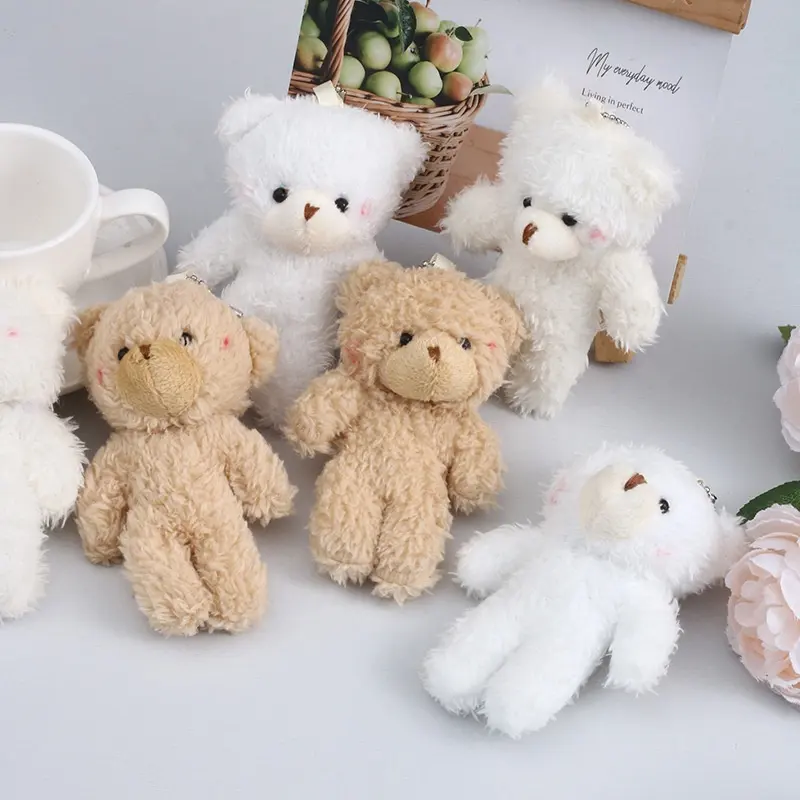 Chaveiro de urso de pelúcia de 12cm, chaveiro de pelúcia fofo com pingente, enfeites de pelúcia e urso de pelúcia