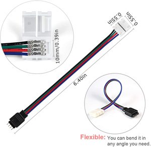 ESannオスからクリップ10mm4ピンLEDストリップライトRGBLED延長ワイヤーケーブル (LEDストリップ用) - Product Image 5