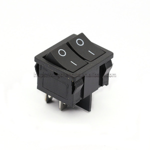 KCD1 21x24mm siyah çift Rocker anahtarları 21*24mm iki yönlü anahtarı 4 Pin 2 pozisyon 6A 250V 10A 125VAC kapalı