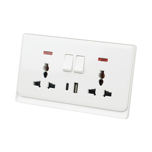 ABUK Panel de PC blanco de fábrica, 3 pines, Universal, multifunción, 2 entradas, 2 vías, tomas de corriente duales para el hogar, luz eléctrica, interruptor de pared